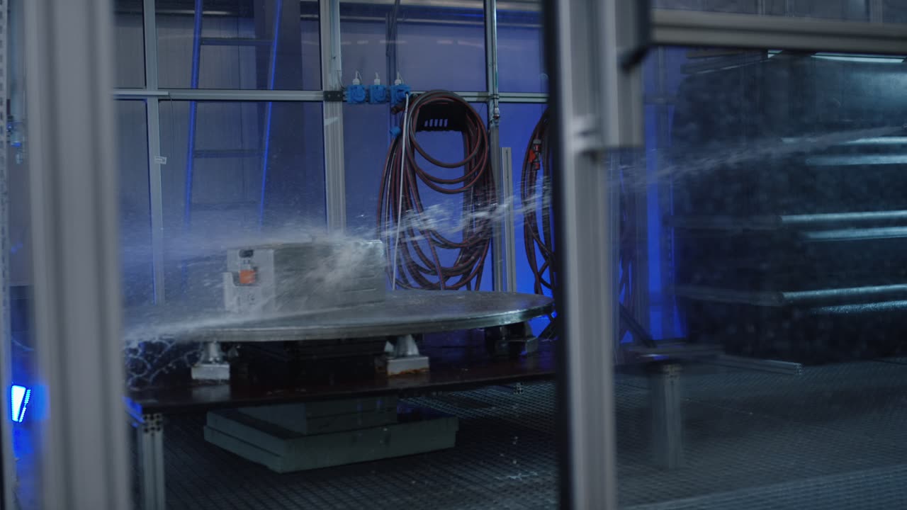 Wasserdichtigkeitsprüfung eines Lithium-Ionen-Batteriemoduls auf einem rotierenden Prüfstand